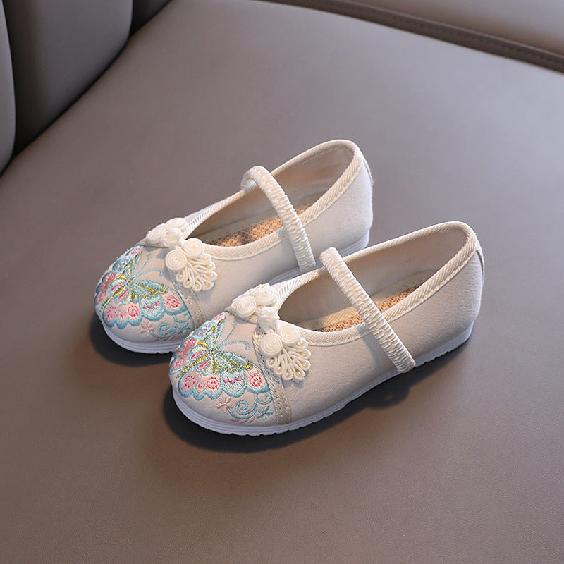 Butterfly Print Ethnic Dance Shoes with Elastic Band