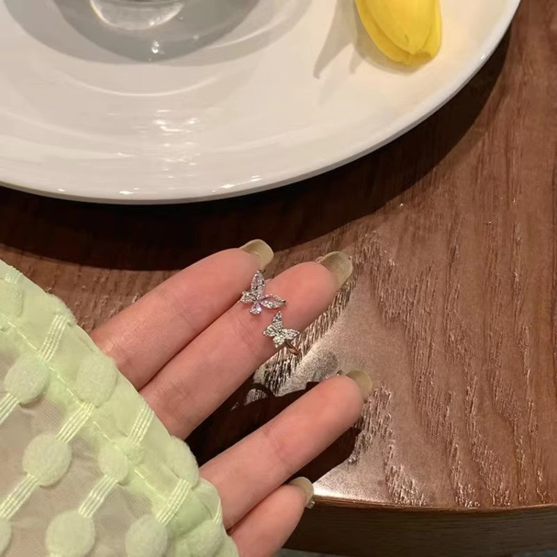 Butterfly Ring Adjustable Open Ring Women Light Luxury