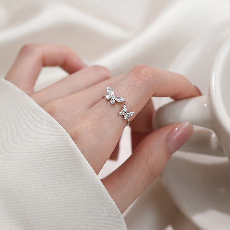 Butterfly Ring Adjustable Open Ring Women Light Luxury