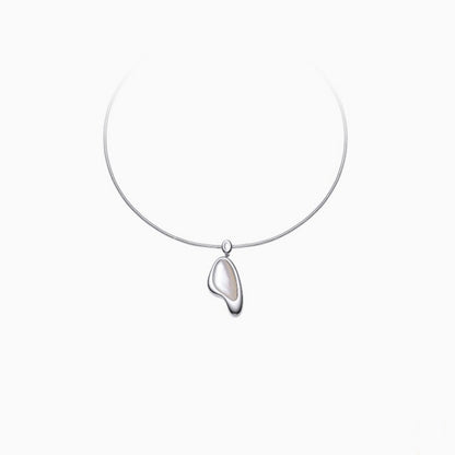 Butterfly Shell Sterling Silver Snake Pendant Necklace