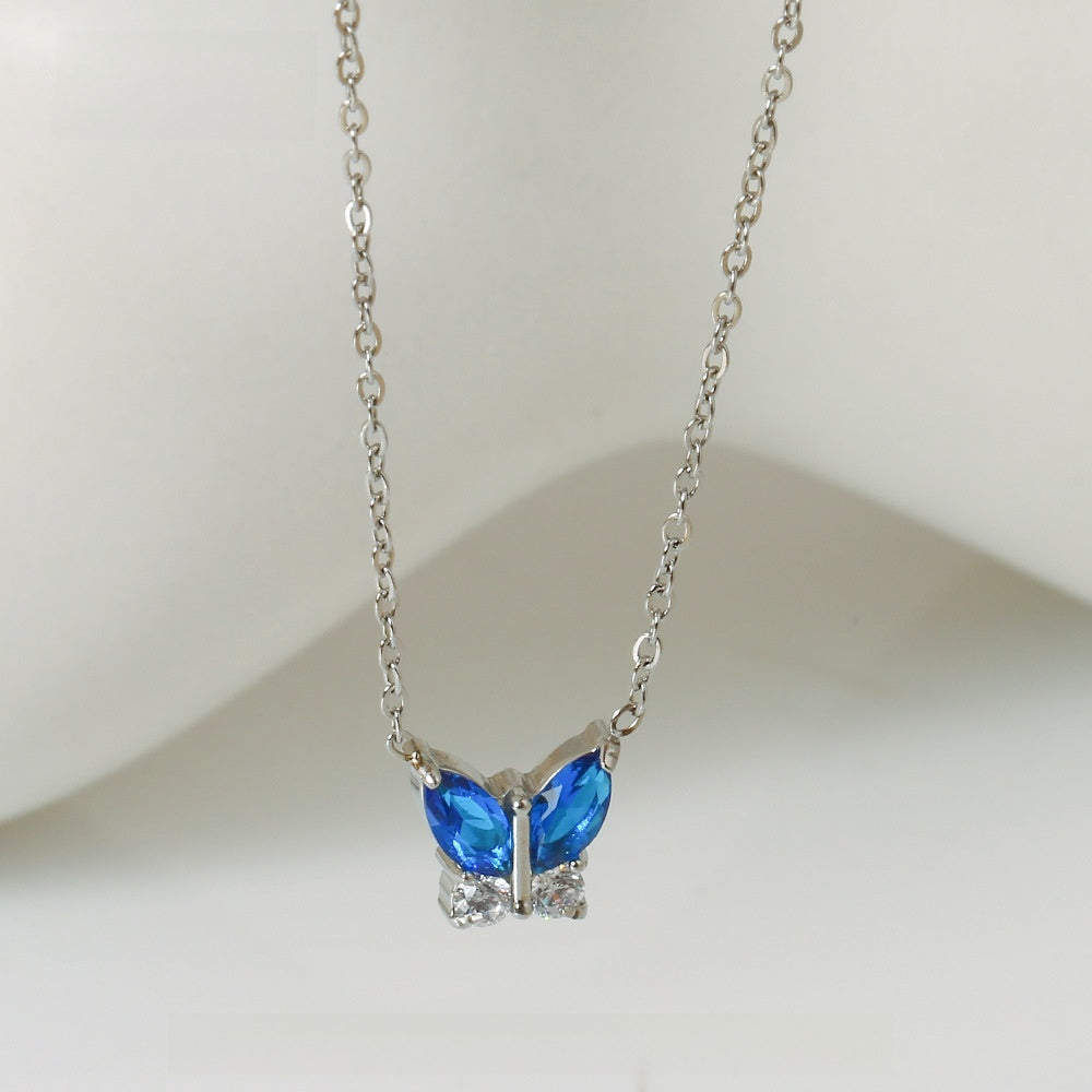Butterfly Zircon Necklace Gold Plated Jewelry