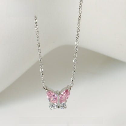 Butterfly Zircon Necklace Gold Plated Jewelry