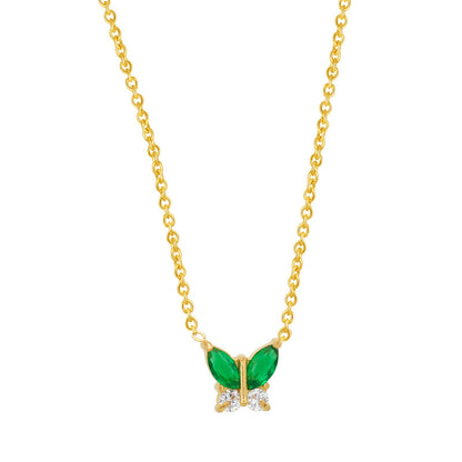 Butterfly Zircon Necklace Gold Plated Jewelry