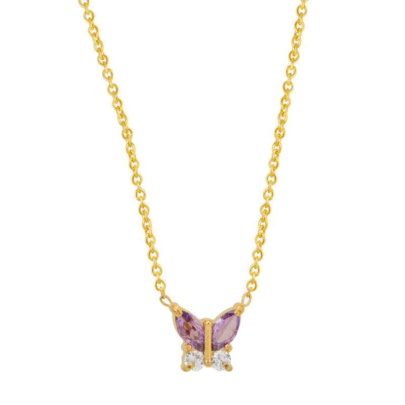 Butterfly Zircon Necklace Gold Plated Jewelry
