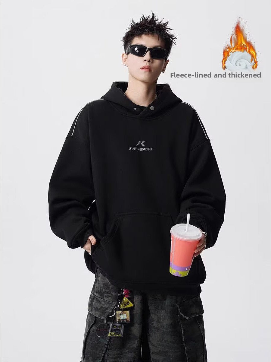 Button Design Hooded Sweatshirt