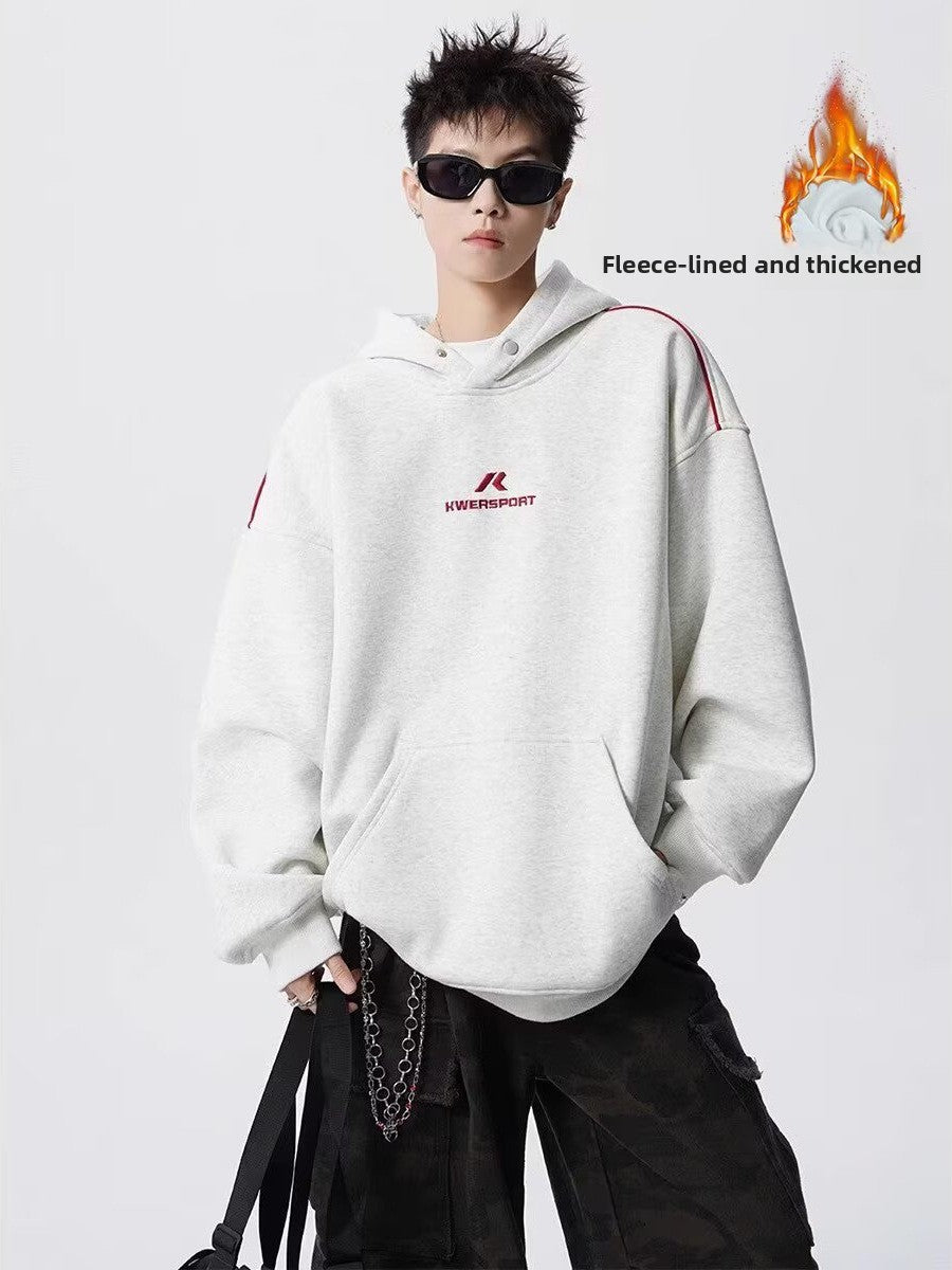 Button Design Hooded Sweatshirt