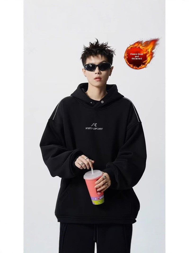 Button Design Hooded Sweatshirt