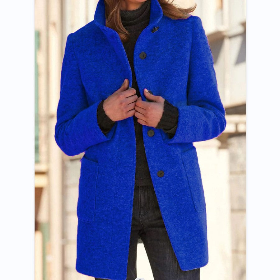 Button-down woolen coat