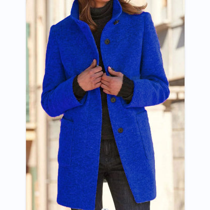Button-down woolen coat