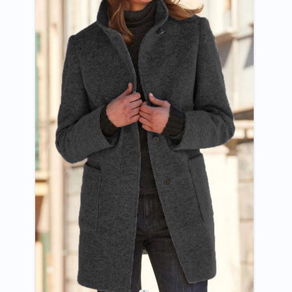 Button-down woolen coat