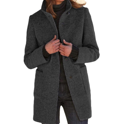 Button-down woolen coat