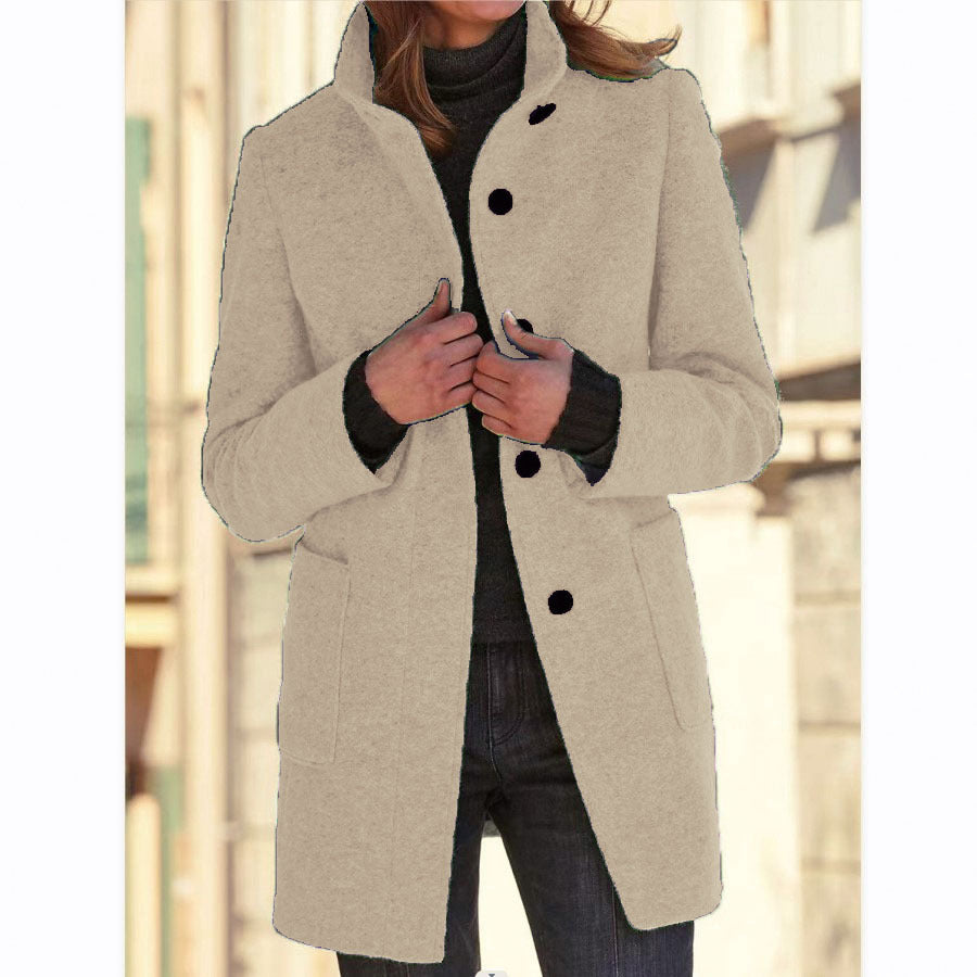 Button-down woolen coat