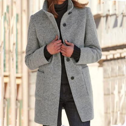 Button-down woolen coat