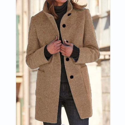 Button-down woolen coat