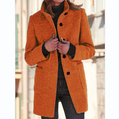 Button-down woolen coat