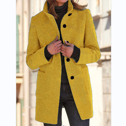 Button-down woolen coat