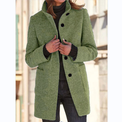 Button-down woolen coat