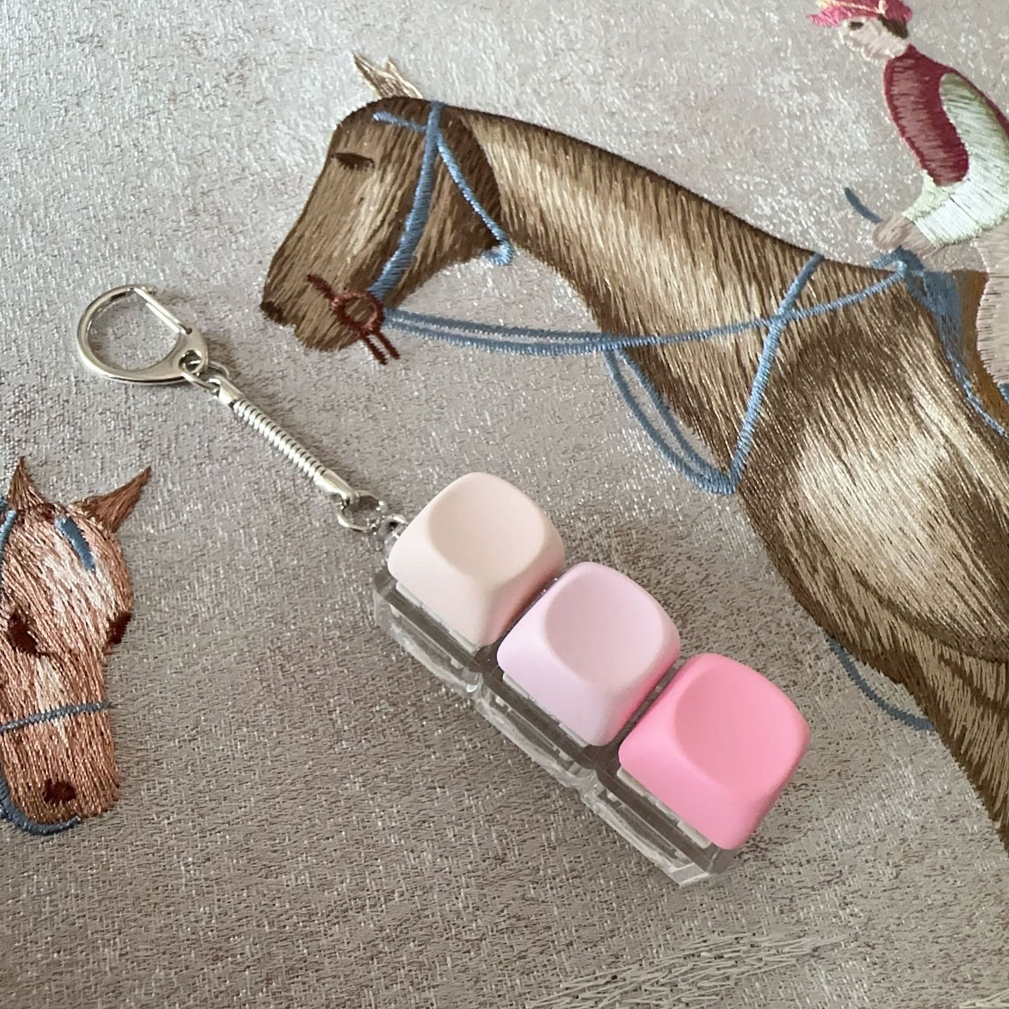 Button-operated stress-relieving toy keychain pendant