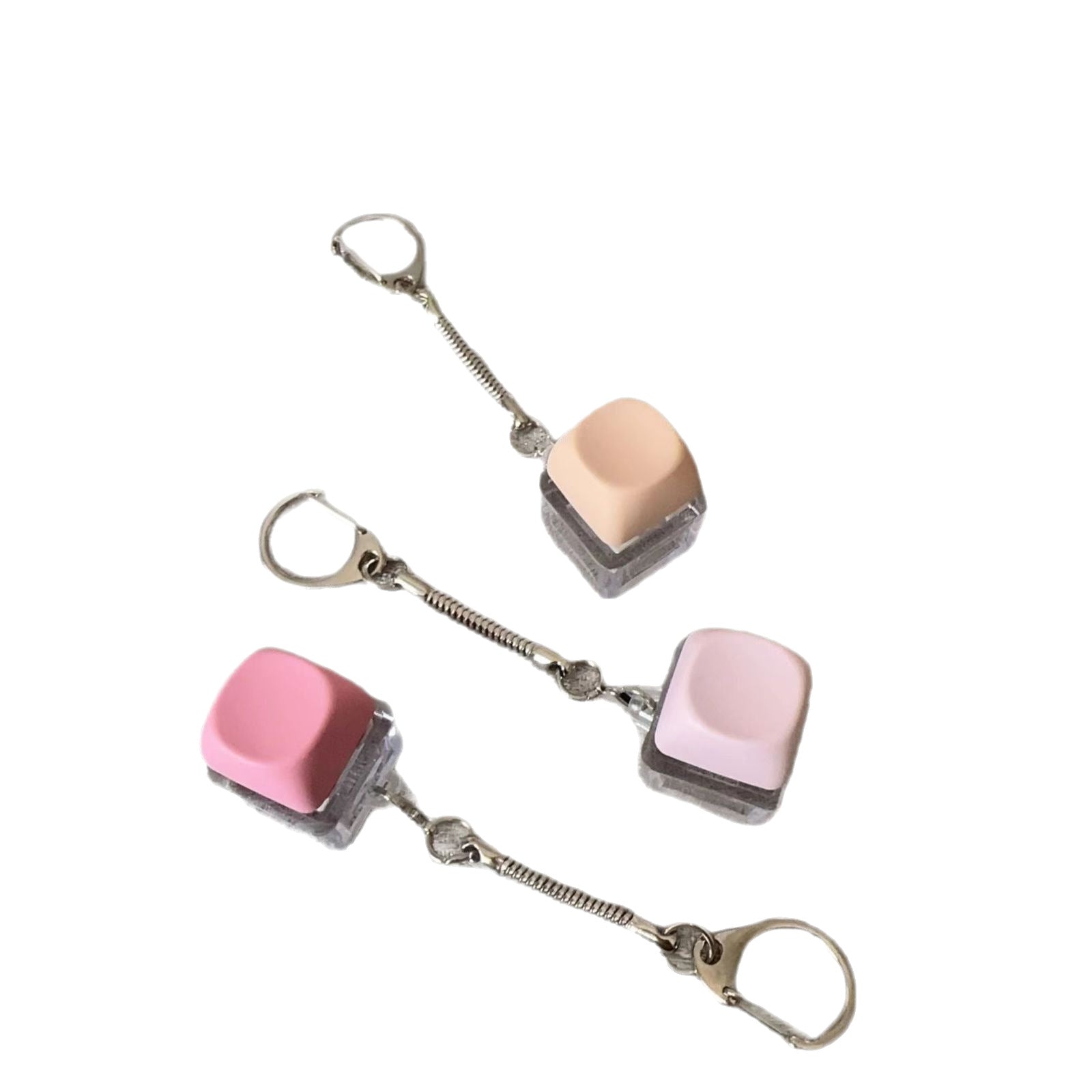 Button-operated stress-relieving toy keychain pendant