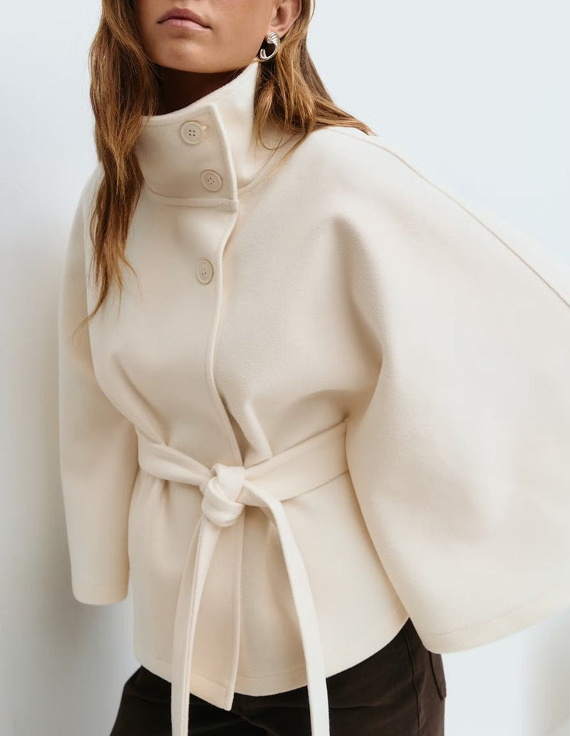 Buttoned belt trench coat