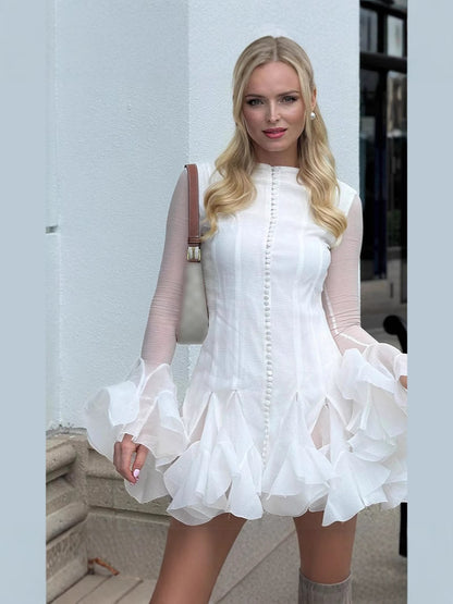 Buttoned Ruffle Princess Dress