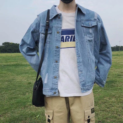 Buy Men’s Korean-Style Slim-Fit Denim Jacket for Trendy Look