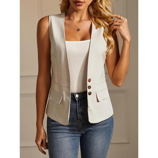 Off-White Striped Linen Top for Women Loose-Fitting & Casual