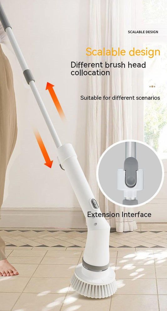 Electric Scrubber Cleaning Brush Telescopic Long Handle Tool