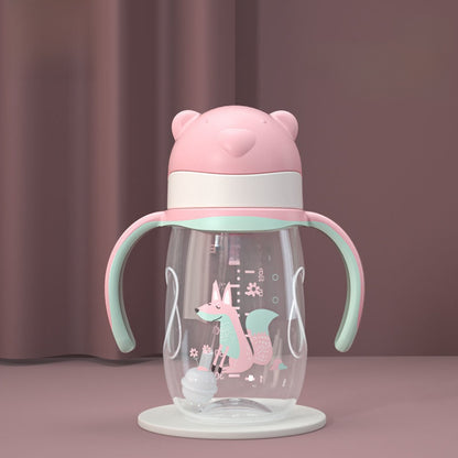 Baby Bottle with Straw Handle Wide Mouth for Daily Feeding