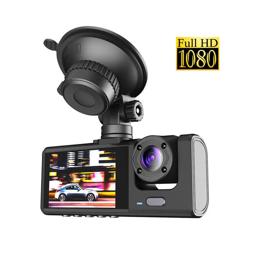 Triple Lens 1080P Dash Cam with Parking Mode and Recording