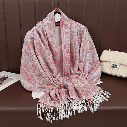 Light-luxury Jacquard Cashew Tassel Fashion Shawl for Women