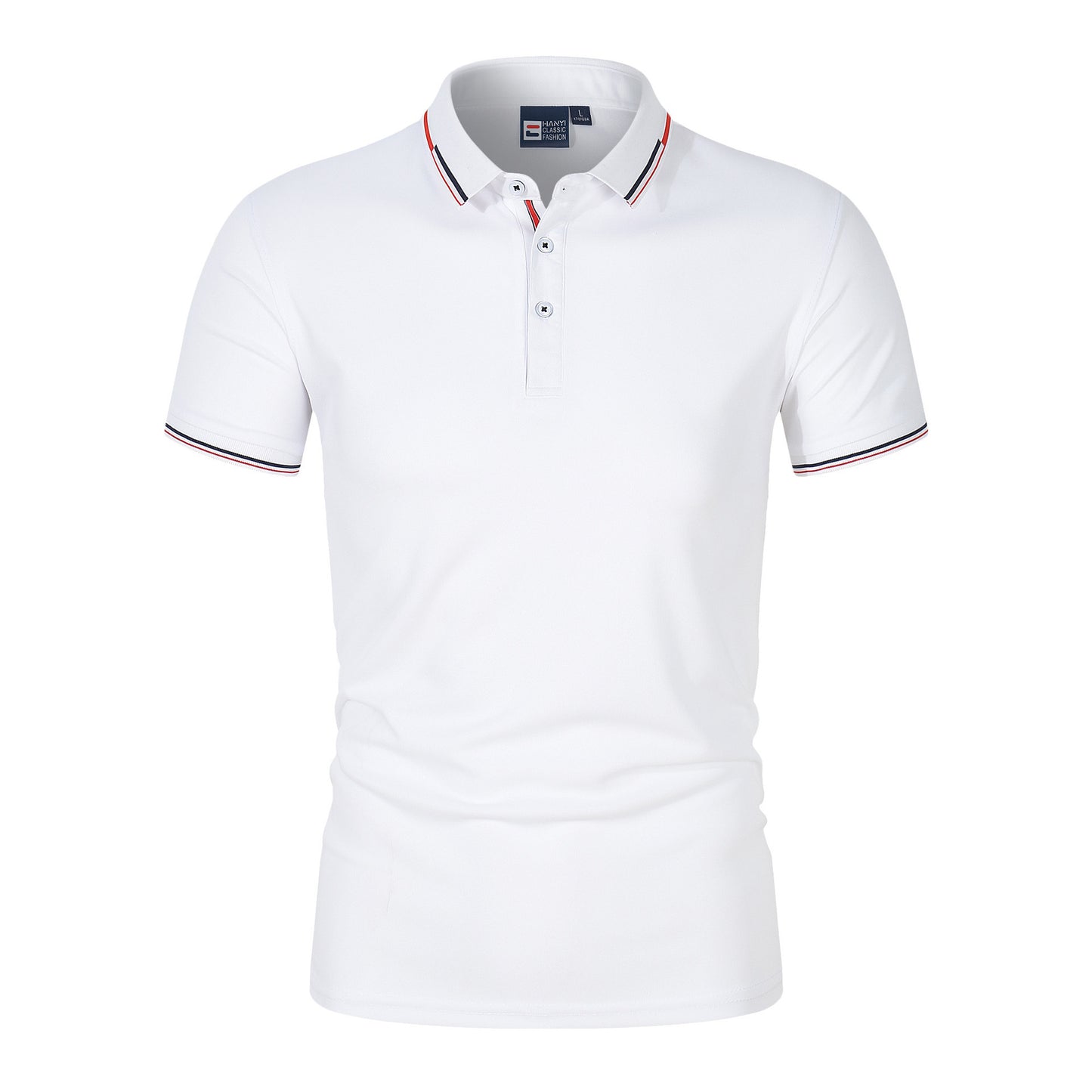 Buy Solid-Color Men’s Polo Shirt with Stand-Up Collar
