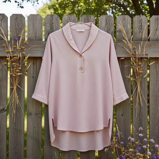 Womens Casual Loose-Fit Button-Up Shirt With Peter Pan Collar