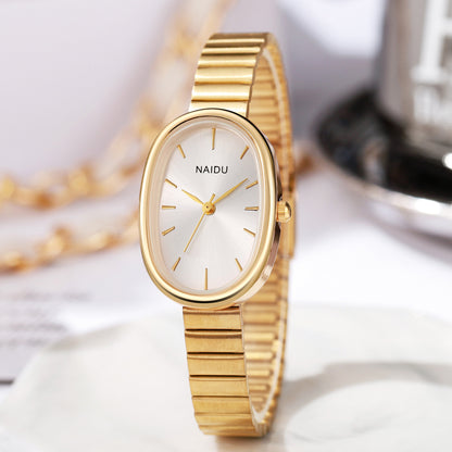 Girls Watch with Bamboo-Link Strap – Classic Oval Small Dial
