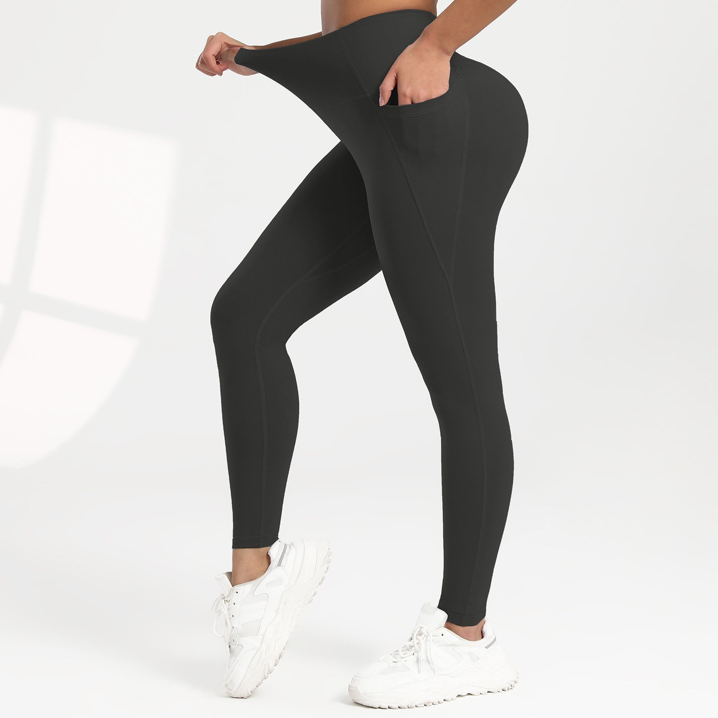 Fitness Running Leggings Hip-Lifting High-Waisted with Pockets