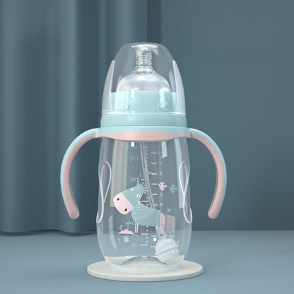 Baby Bottle with Straw Handle Wide Mouth for Daily Feeding