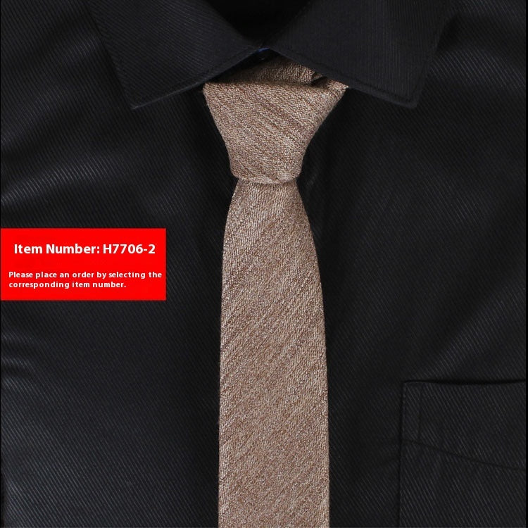Solid Color Korean Style Narrow Cotton Men’s 6cm Wedding Tie