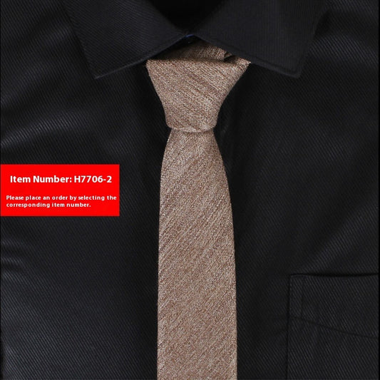 Solid Color Korean Style Narrow Cotton Men’s 6cm Wedding Tie