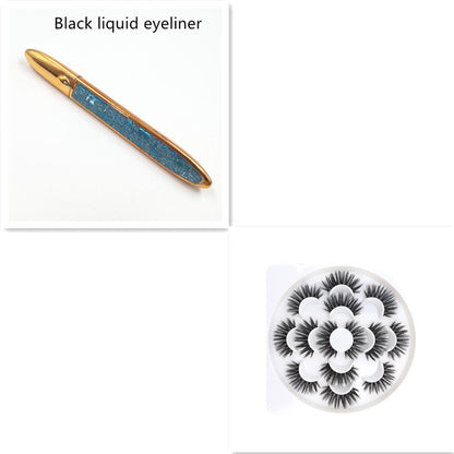 False Eyelashes with Self-Adhesive Eyeliner Multicolor Set