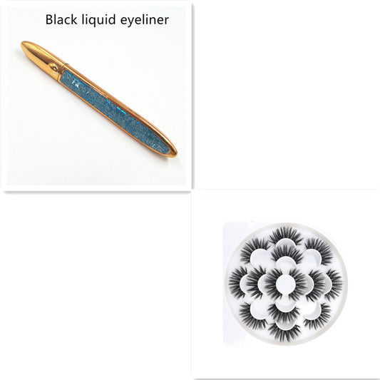 False Eyelashes with Self-Adhesive Eyeliner Multicolor Set