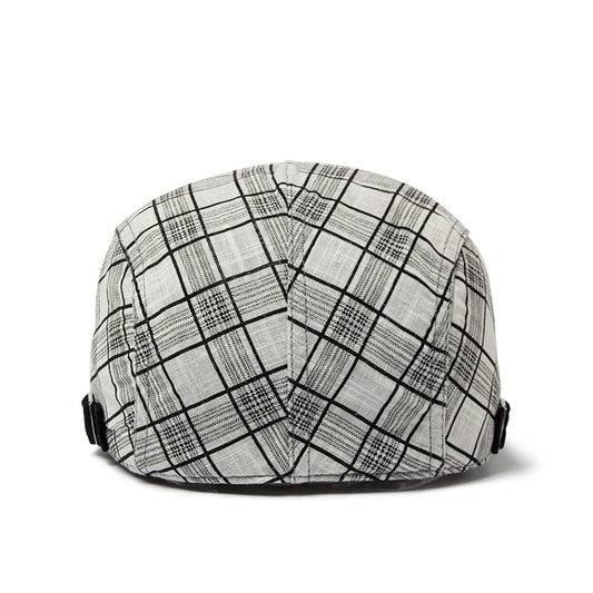 Mens Summer Plaid Beret Lightweight Fashionable Headwear