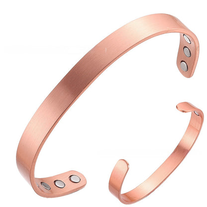 Simple Polished Red Copper Magnetic Bracelet Stylish Jewelry