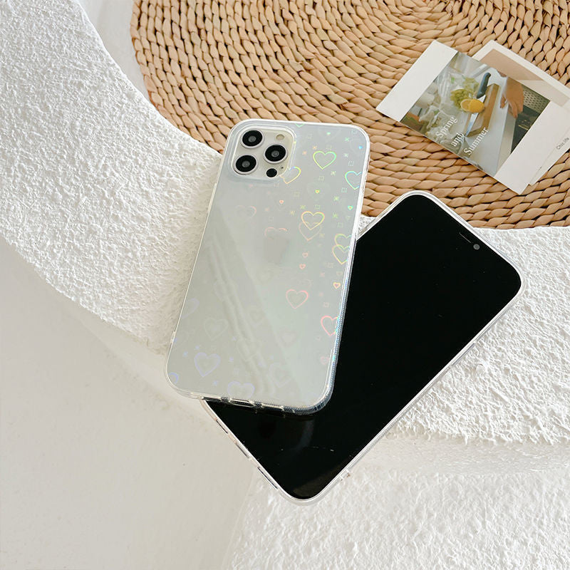Laser Colorful Love Silicone Phone Case Double-Sided Coated