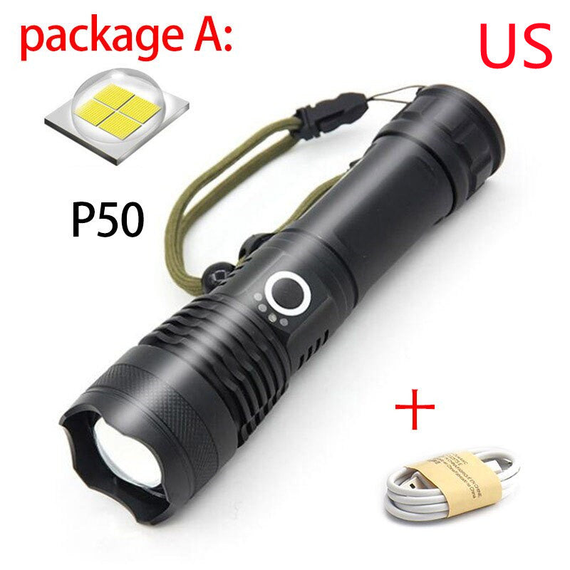 USB Charging Zoom P50 Flashlight – High Power LED Torch