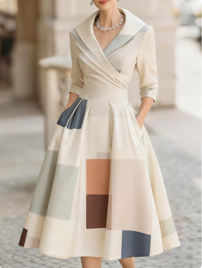 Elegant Formal French-Style Waist-Cinched Dress for Women