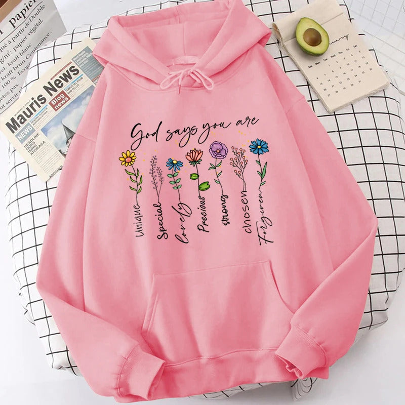 Buy Fashion “God Says You Are Unique” Flower Print Casual Top