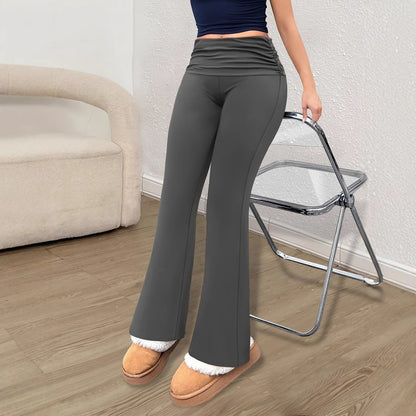 Personalized Knit Leggings with Ruched Fold-Over Waistband