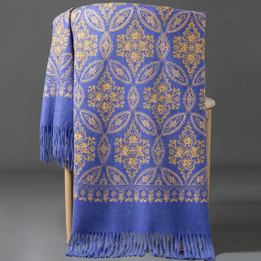 Buy Autumn Winter Golden Silk Lily Embroidered Xinjiang Cashmere
