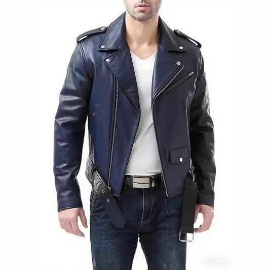 Buy Stylish Slim-Fit Mens PU Leather Jacket with Zipper Online