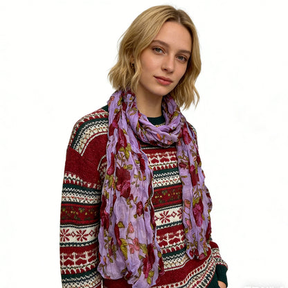 Buy 2pcs Magenta Crinkle Scarf – Printed Polyester Daily Wear